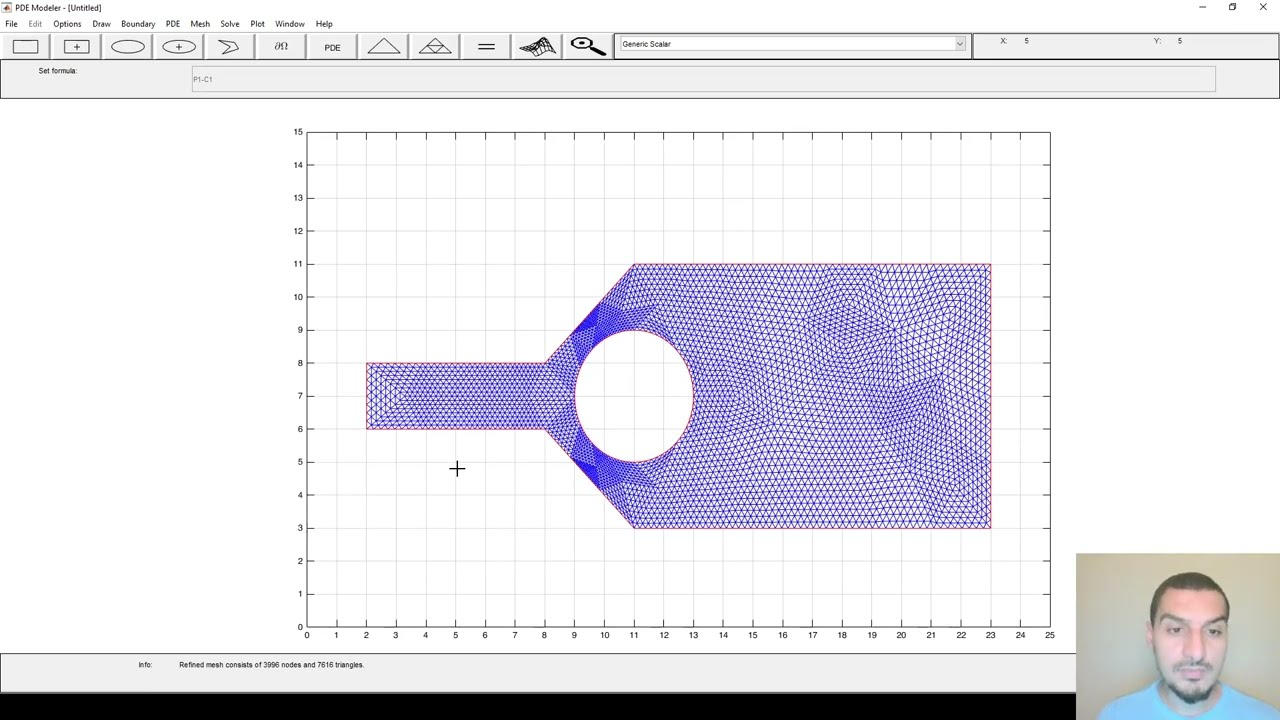 Introduction to Matlab in English | 65 | Matlab PDE Toolbox - Refined mesh for narrow geometries
