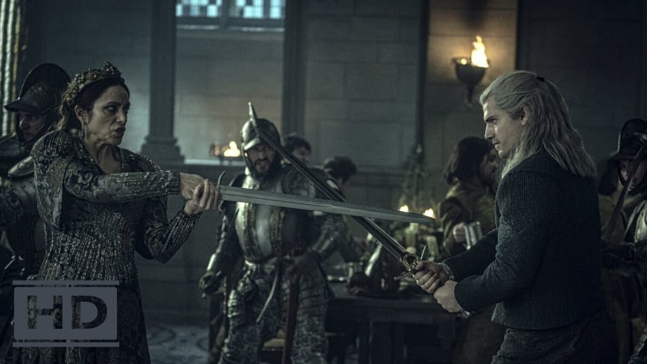 Geralt vs Queen Calanthe Fight Scene (Geralt and Urcheon vs Calanthe's Guards) -The Witcher Netflix