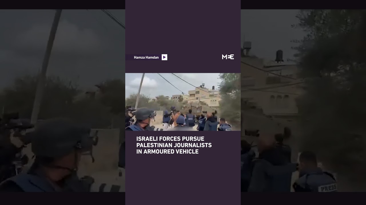 Israeli soldiers pursue Palestinian journalists in armoured vehicle in occupied West Bank