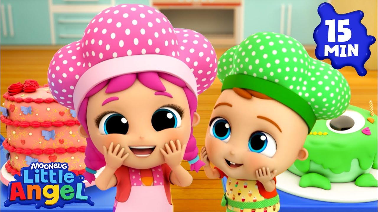 The Most Colorful Bake Off! 🎂 PINK VS GREEN! 🩷💚 Colorful Little Angel Sing Along Nursery Rhymes