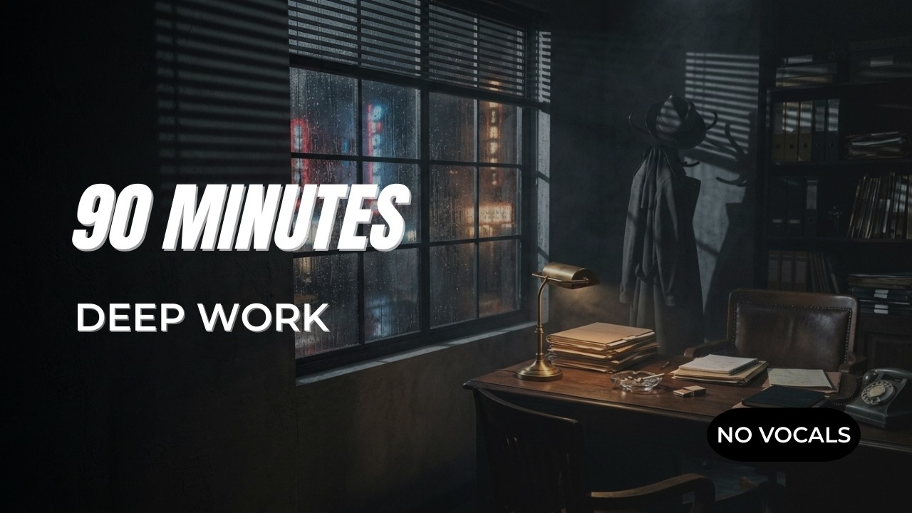 Film Noir Jazz Playlist | 90 Minute Deep Work Detective Ambience (No Vocals)