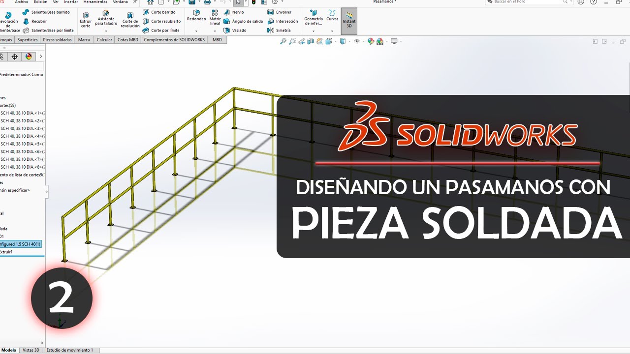 SOLIDWORKS: Creando un Pasamanos - Parte 2
