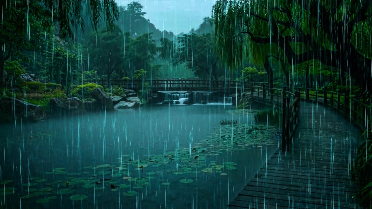Beautiful Forest Lake with Gentle Rain for Better Sleep | Nature ASMR Rain