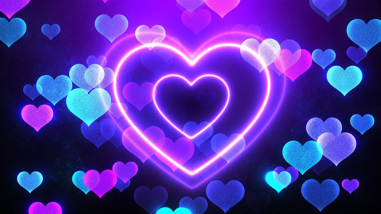 Romantic Purple Neon Heart Background video | Footage | Screensaver