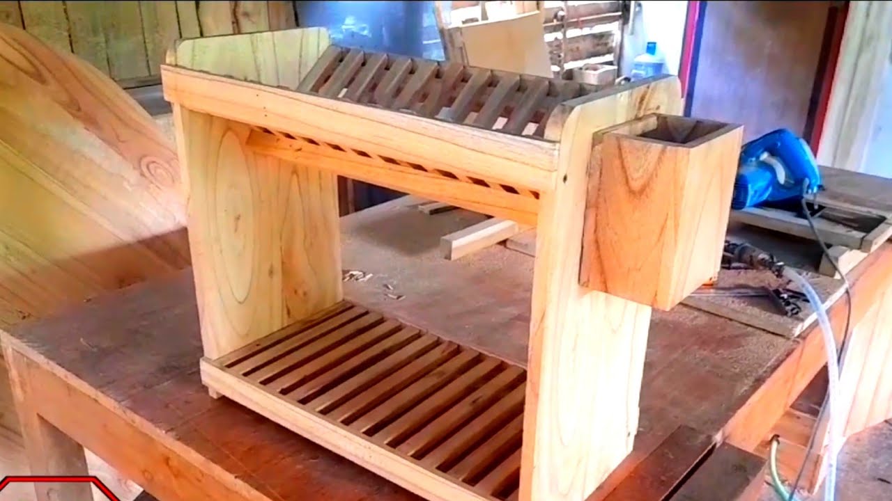 Proses pembuatan rak piring mini cocok untuk anak kosan / Diy wooden dish rack
