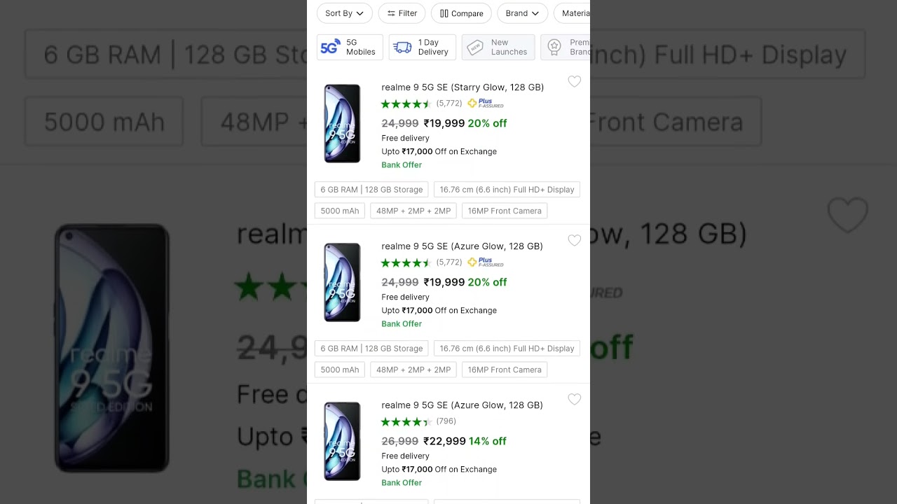 Realme 9 5G SE Flipkart price before sale