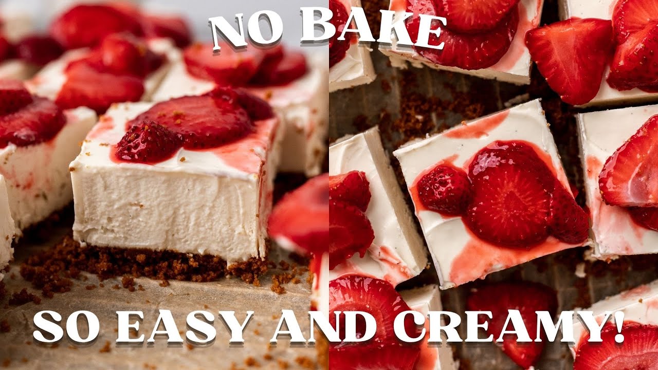 7 Ingredient EASY No Bake Vegan Cheesecake Bars | No Tofu, No Cashews!