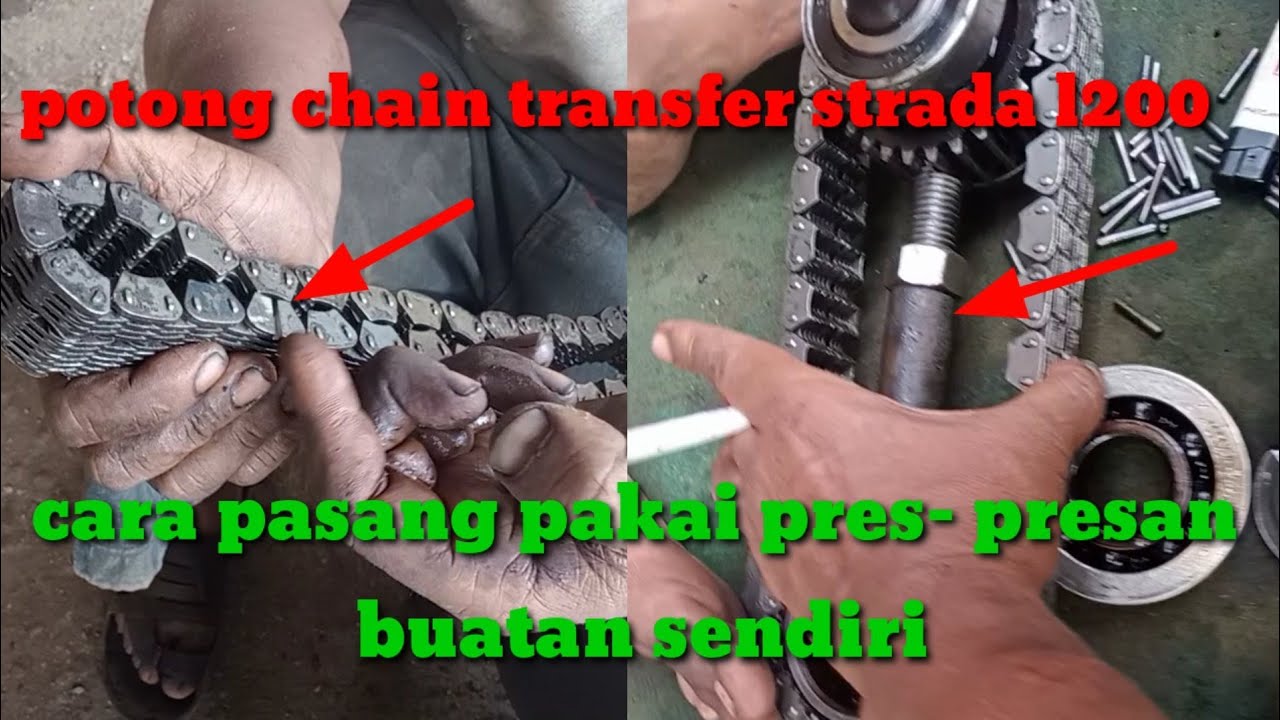 CARA MEMASANG RANTAI/CHAIN TRANSFER STRADA L200/TRITON PAKAI ALAT BUATAN SENDIRI|| perbaikan girbox