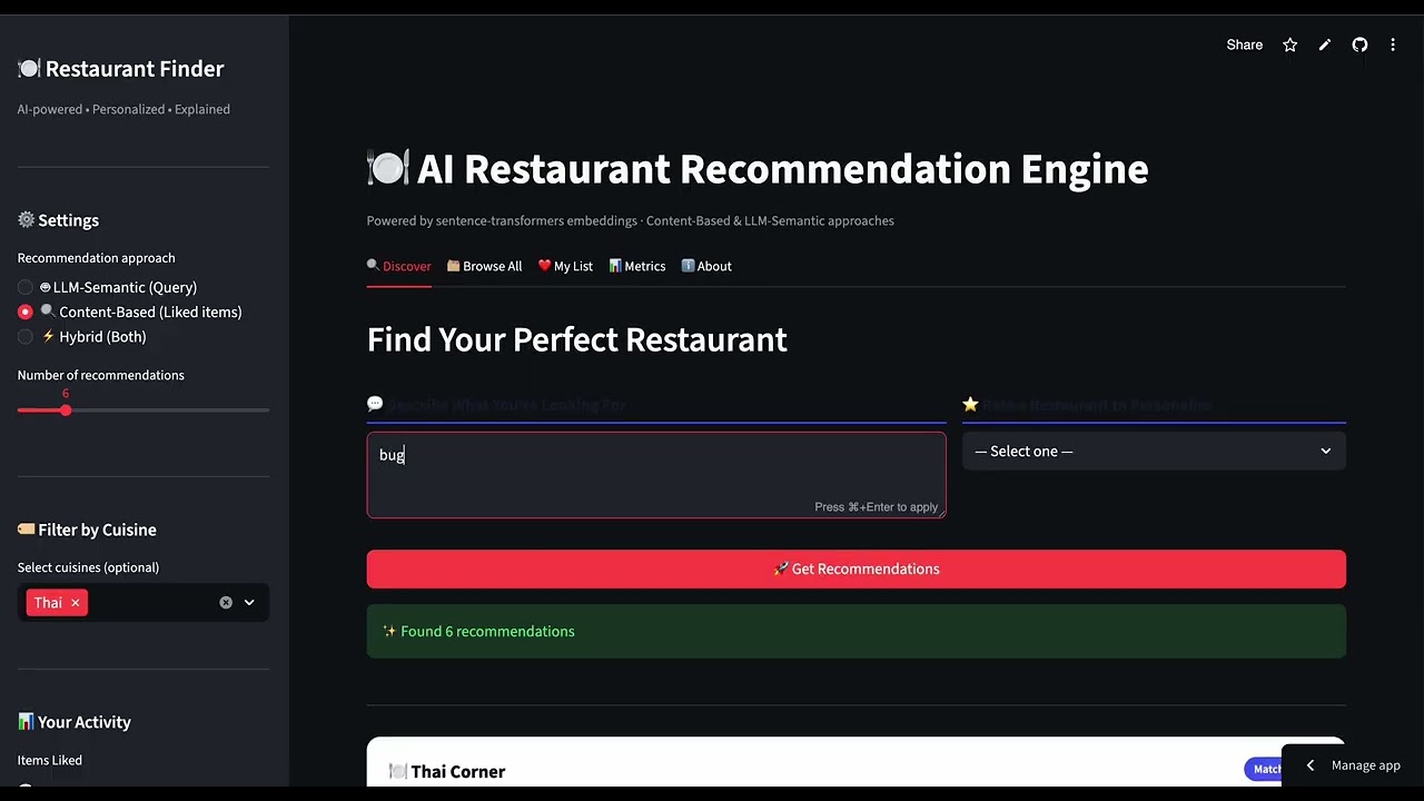 Food recommender