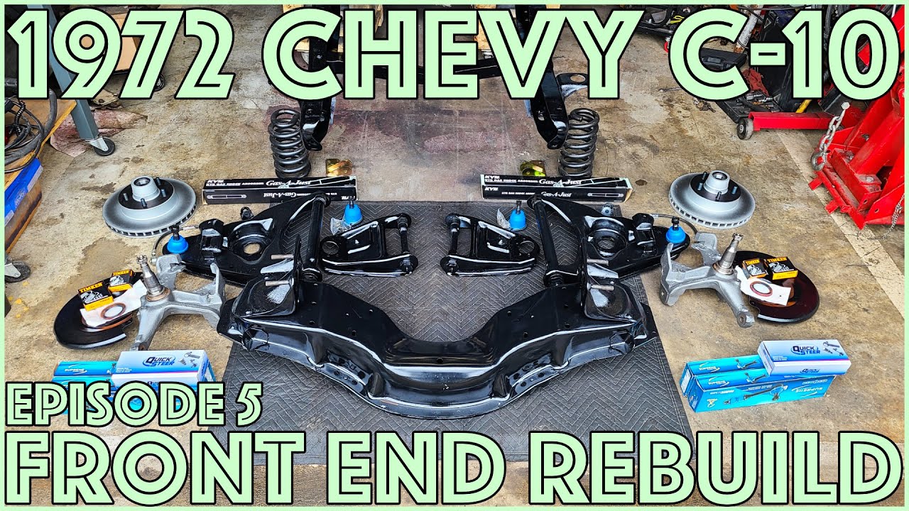 1972 C10 SHOP TRUCK - Front Suspension Rebuild. Installing Shock Relocation Kit and Lowering Springs