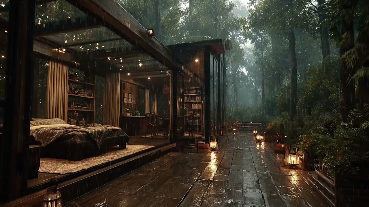 Cozy Cabin in the Rainy Forest 🌧️ 3 Hours of Natural Rain Sounds for Deep Sleep & Relax | No ADs