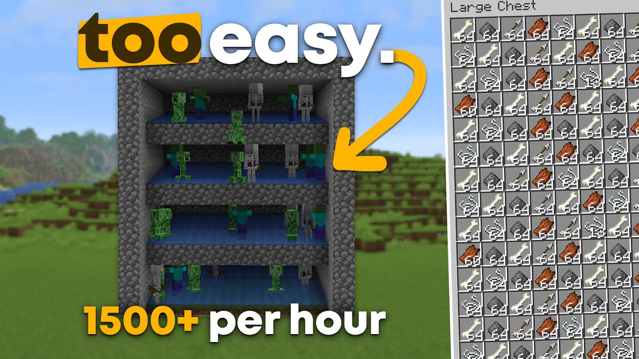 САМАЯ ПРОСТАЯ ферма мобов в Minecraft — 1500 предметов в час (ЛЮБАЯ версия Java!)