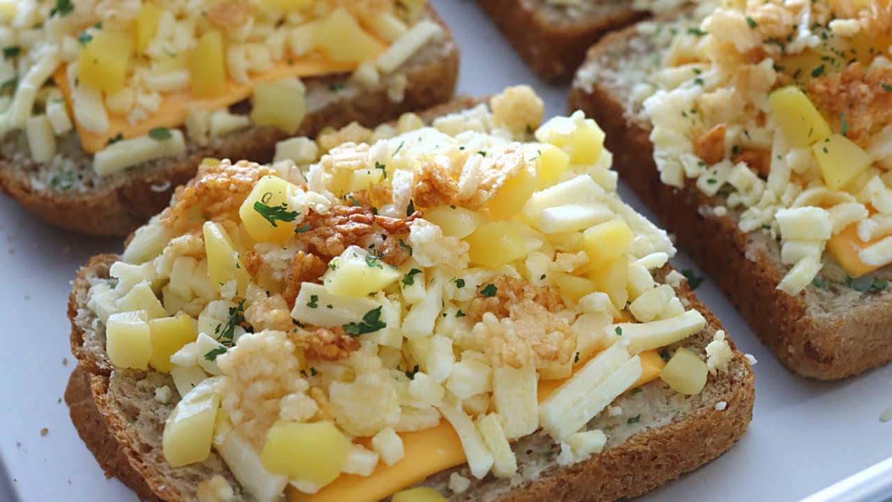 🍕피자 토스트 no.2 갈릭 크런치 피자 Pizza (ft. 누룽지와 밤 통조림🌰)