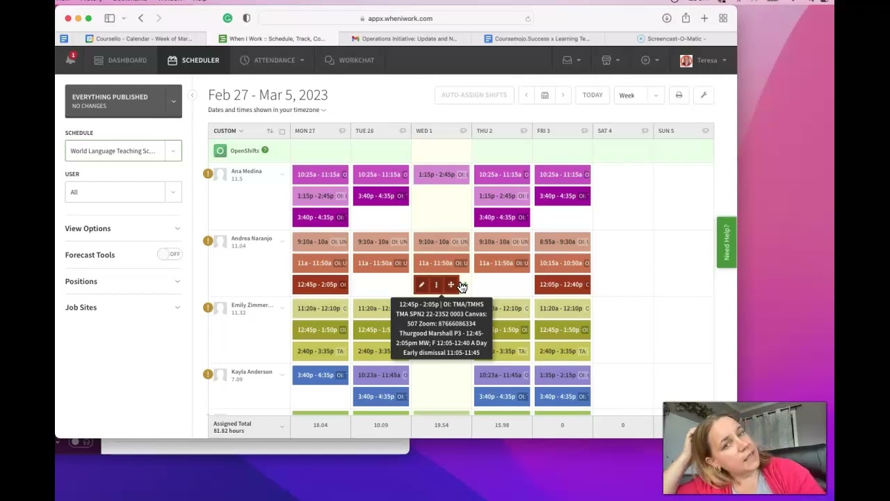 WIW / teacher scheduling