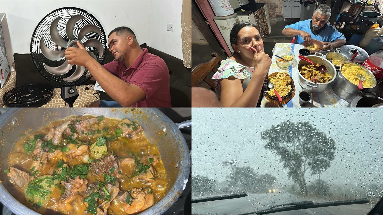ALMOÇO DE DOMINGO NA CASA DE MAINHA SEM ELA😢ARRASEI NO BANQUETE🤤TEMPORAL DE CHUVA🌧️ VENTILADOR NOVO🤩