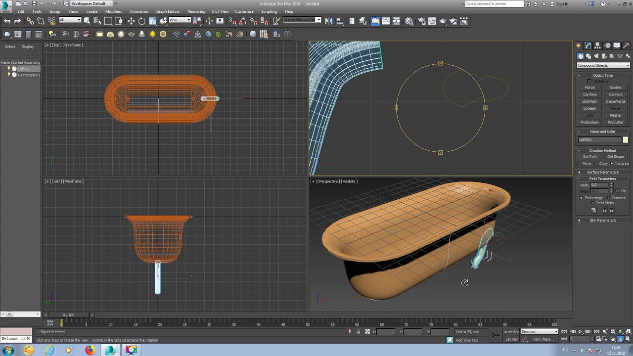 (3) 3d max - tutorial - creating a bathtub / Создание ванны