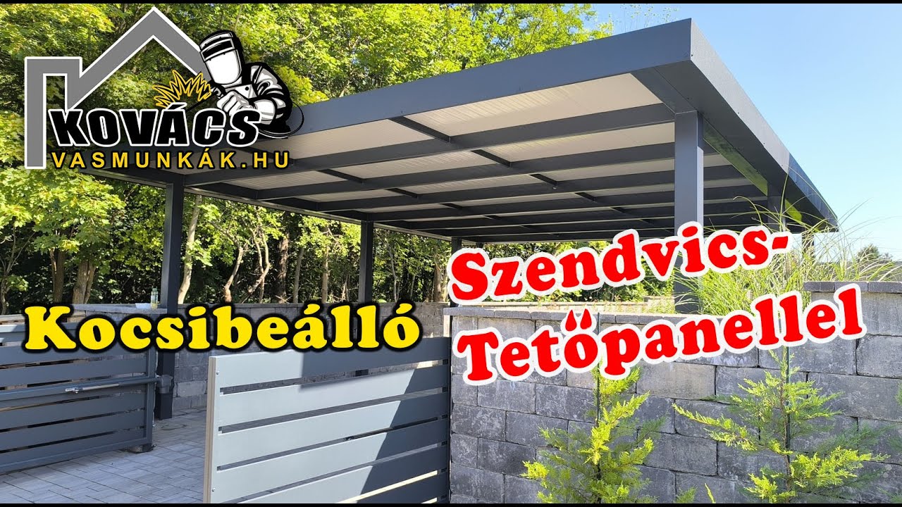 Kocsibeálló szendvicspanel tetővel (Szendvics tetőpanel)