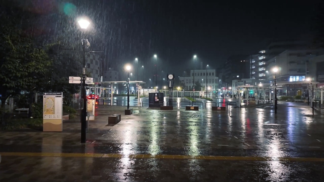 【ASMR】Heavy Rain at 2AM – Midnight Walk in Kokubunji【4K Japan Walk】