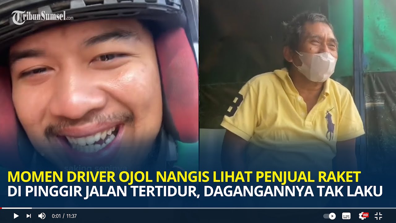 Momen Driver Ojol Nangis Lihat Penjual Raket di Pinggir Jalan Tertidur, Dagangannya Tak Laku