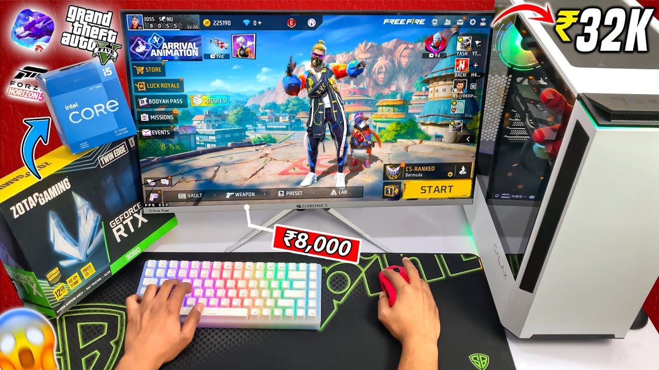₹40,000 Fully Gaming, Editing & Live Streaming PC Build with Monitor | Intel i5 12400f, 16gb ram gtx