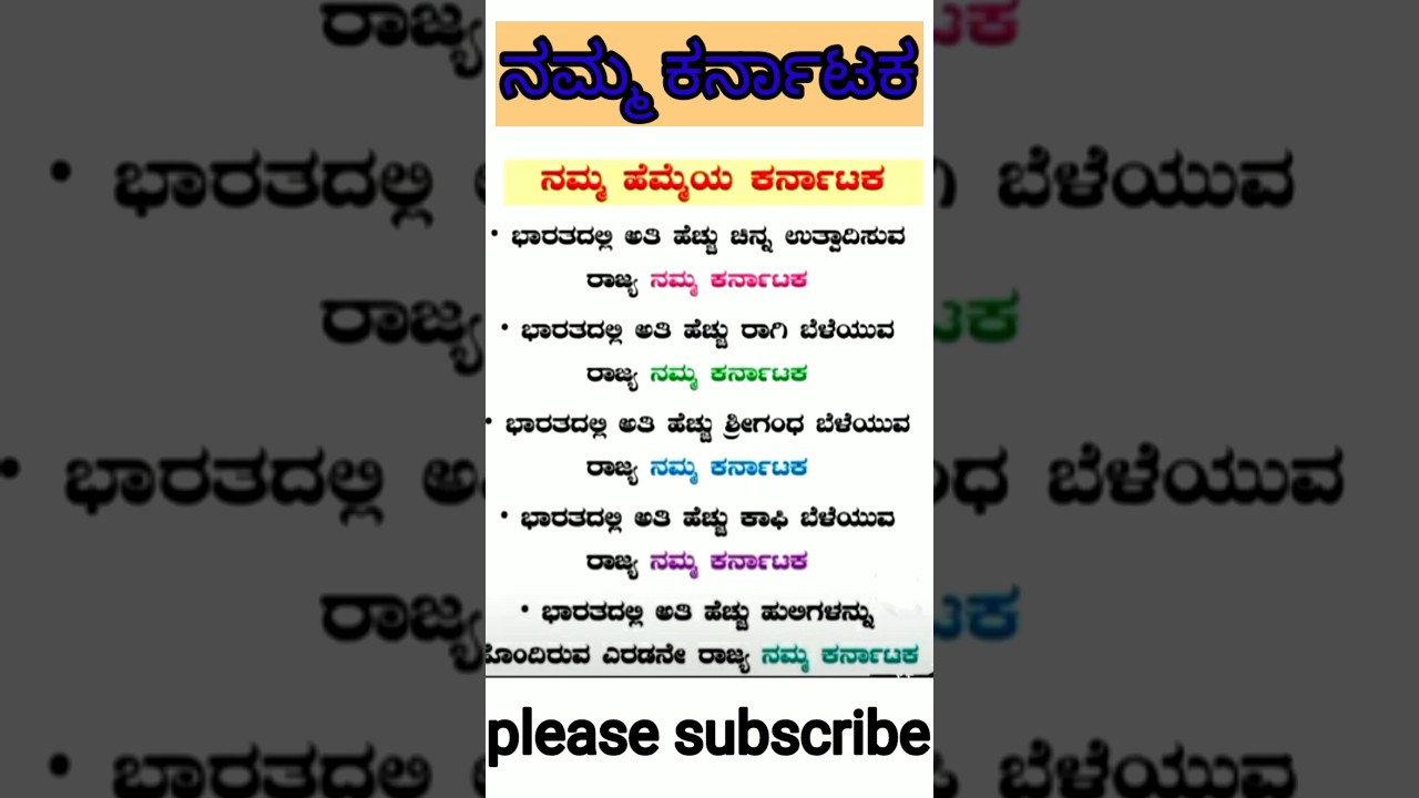 Our Karnataka /Our Proud Karnataka/karnataka gk//general knowledge in Kannada