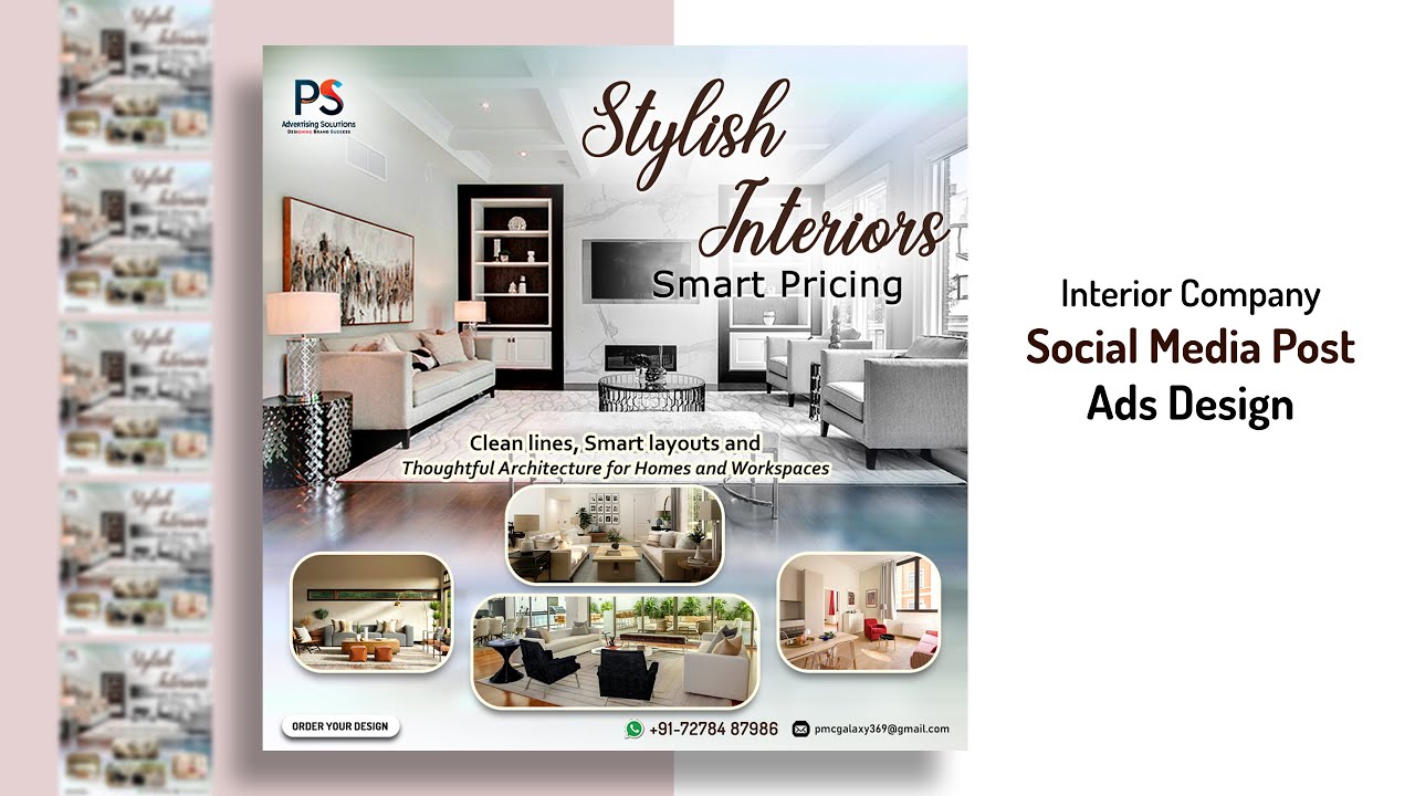 Interior Company Social Media Ads Design | Interior Social Media Post Design | Photoshop Tutorial