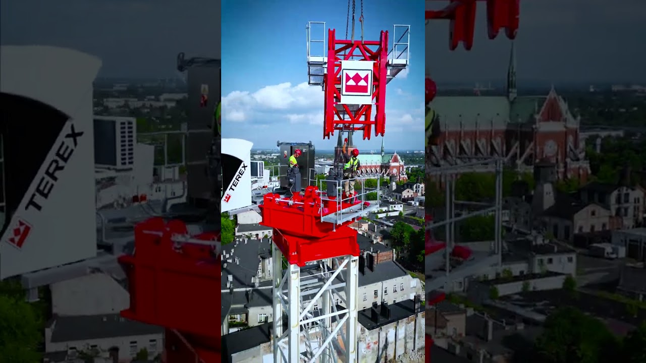 Montaż najmocniejszego w Polsce żurawia o wysięgniku poziomym. Terex CTT 721B-40
