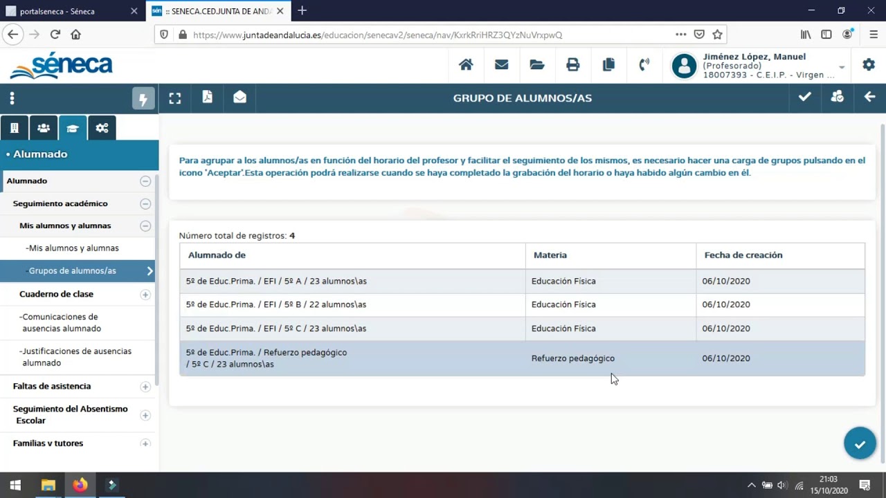 Tutorial Séneca: Realizar la carga de grupos del alumnado. Canal TV 