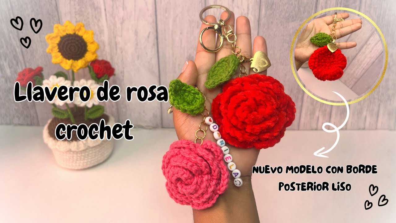 LLAVERO ROSA A CROCHET en menos de 20 min/ CROCHET ROSE KEYCHAIN SUPER EASY  #crochet  #rose