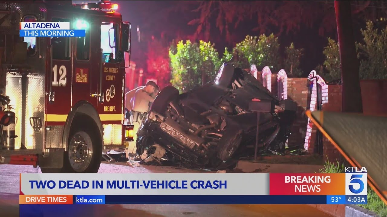 2 killed when vehicle overturns, catches fire in Altadena