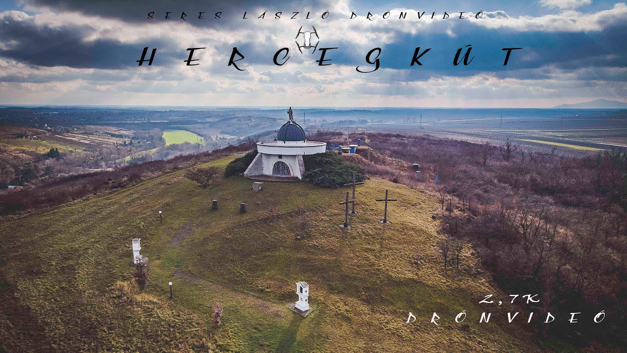 Hercegkút: Kálvária-kilátó és Gombos-hegyi Pincesor madártávlatból
