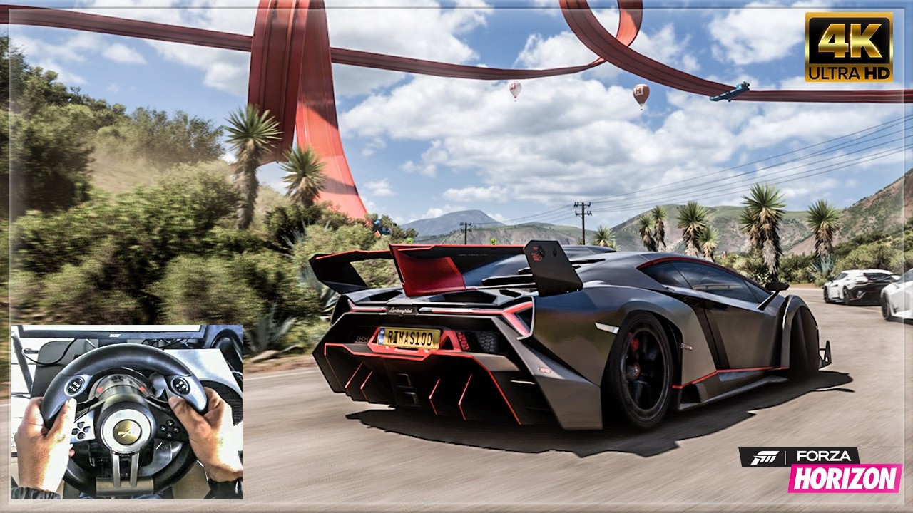 Lamborghini Veneno - Hot Wheels Race - Forza Horizon 5 | Steering Wheel Gameplay