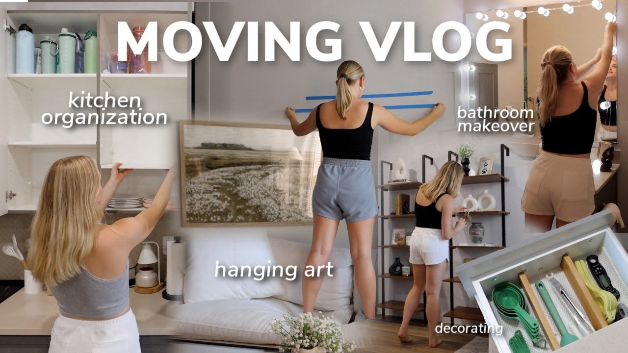 MOVING VLOG #7: kitchen organization, bathroom makeover, hanging pictures, decorating