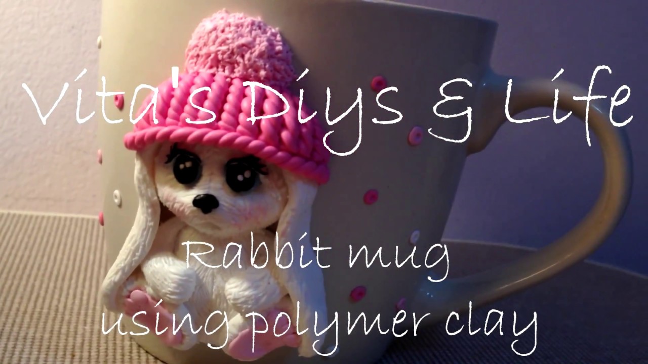 Diy polymer clay RABBIT FIMO on MUG time lapse -  *From FIMOTV*