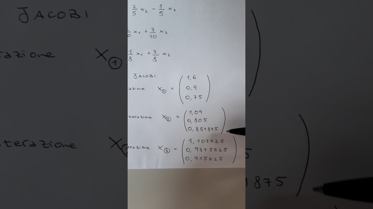 Metodi di Jacobi e Gauss-Seidel  : risoluzione esercizi