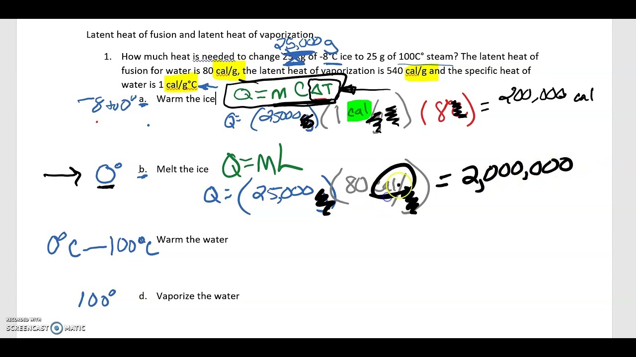 Heat calculations ice to vapor