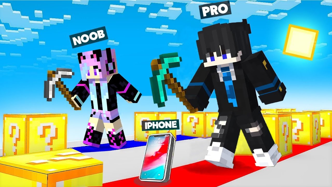 IPHONE 16 LUCKY BLOCK RACE With MY SISTER In MINECRAFT