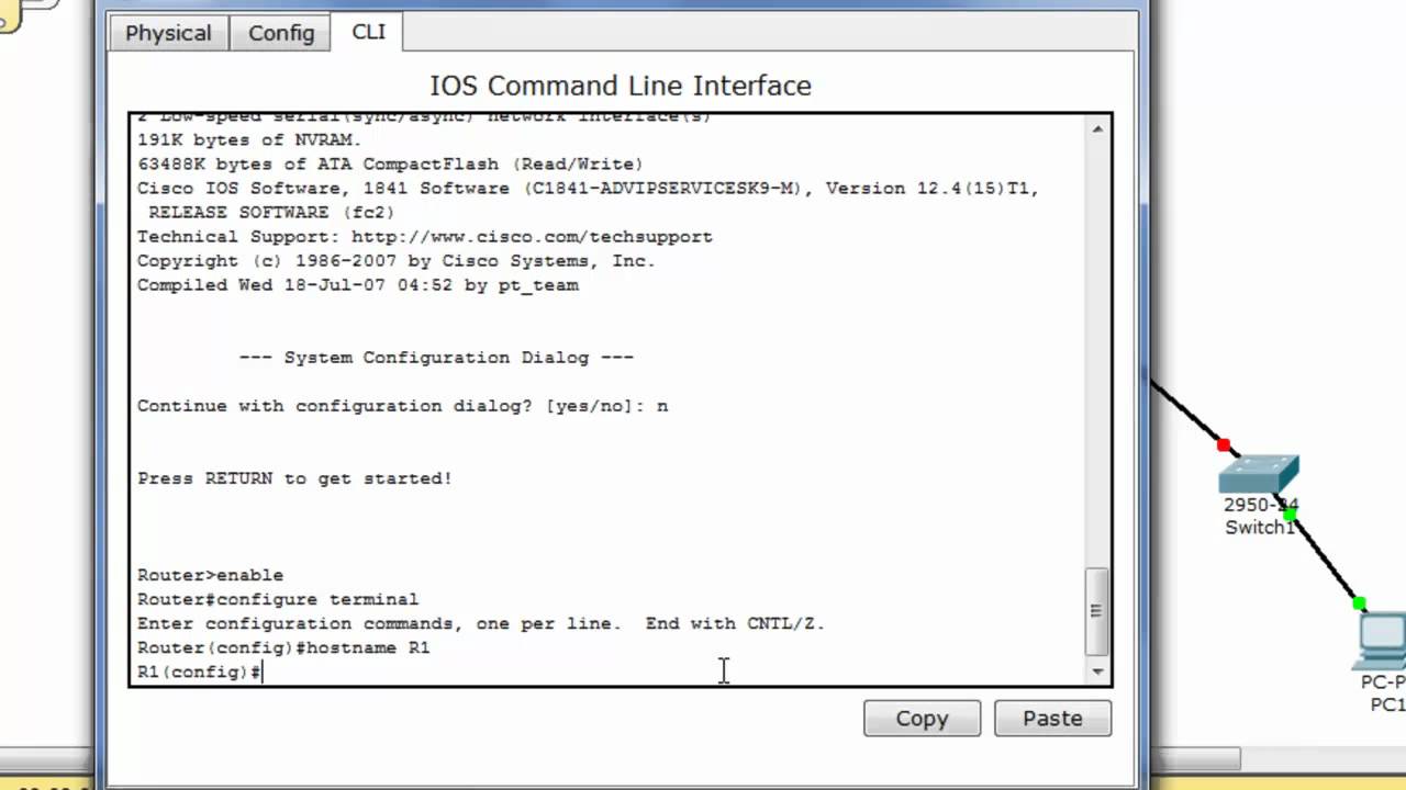 Configuración del Router Cisco mediante comandos en Packet Tracer