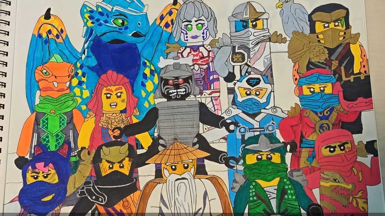 Ninjago 15th Anniversary fanart part 4(Cole, Zane, Falcon, P.I.X.A.L, Riyu)
