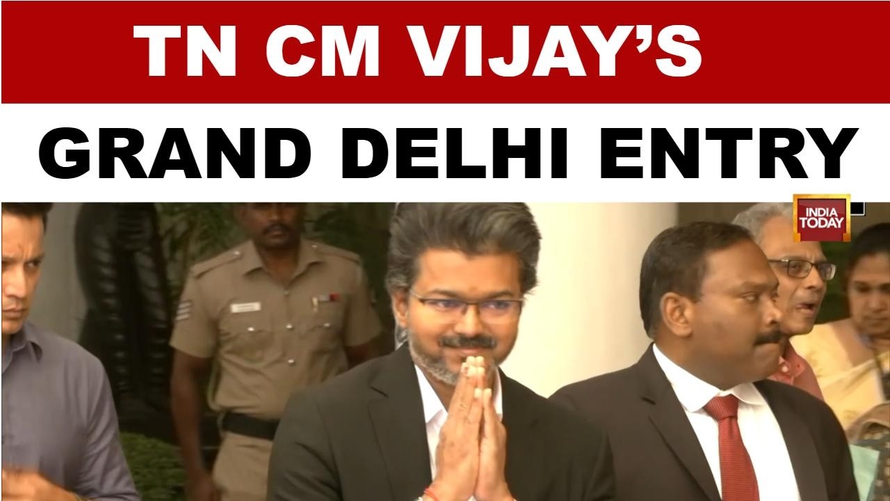 Tamil Nadu CM Vijay Arrives In Delhi, Receives Guard Of Honour At Tamil Nadu House | Watch