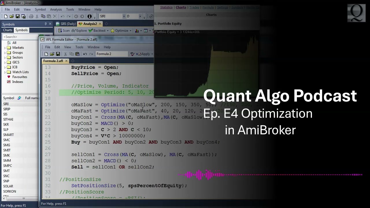 E4 Podcast Optimization in AmiBroker