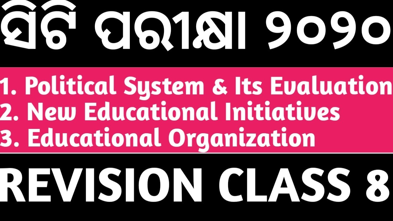 CT EXAM 2020.Political System & Its Evaluation
2. New Educational Initiatives
3. Educational Organiz