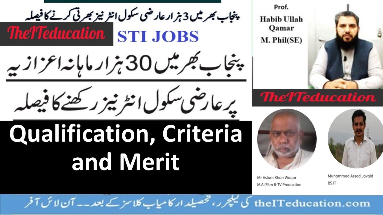 STI Jobs 2021 Jobs by Govt. of the Punjab | School Teacher Internee Jobs 2021