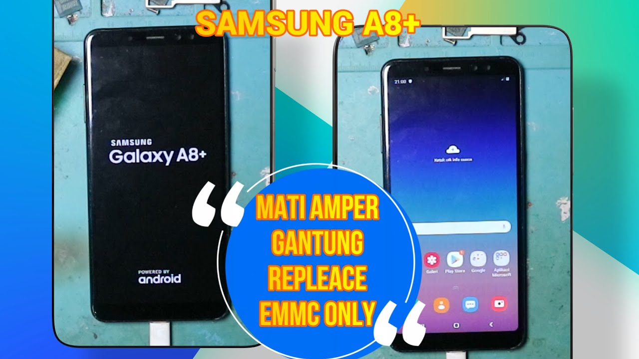 SAMSUNG A8 PLUS A730F mati ampr gantung terselamatkan dengan ganti ic emmc