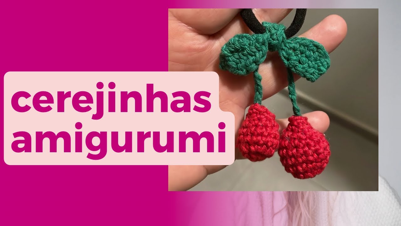 Cerejinhas amigurumi para lacinhos de cabelo