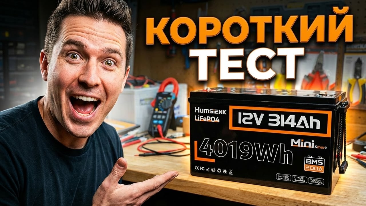 Аккумулятор LiFePO4 Humsienk 12V 314Ah 200A BMS Укороченный тест