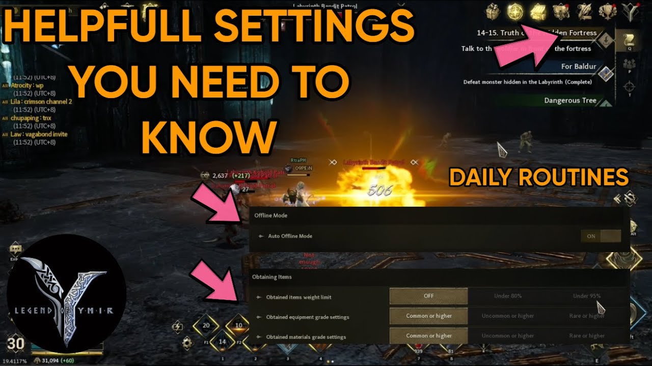 LEGEND OF YMIR: DAILY ROUTINES & SETTING YOU NEED TO KNOW