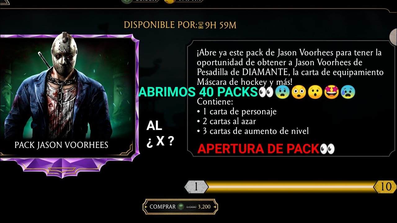 mega apertura de pack de Jason Voorhees pesadilla👀😲🥺😯😨¿podremos llevarlo al X? | mortal kombat mobil