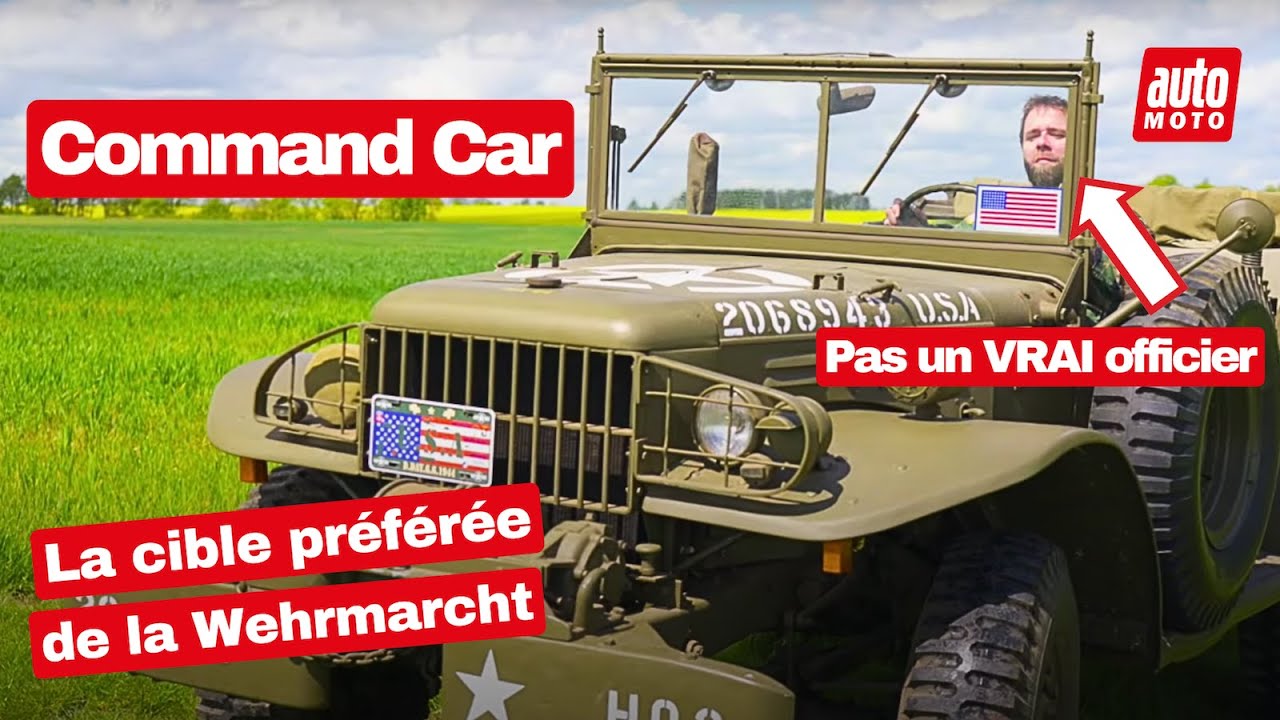 Au volant de la Command Car, la voiture des officiers du Débarquement