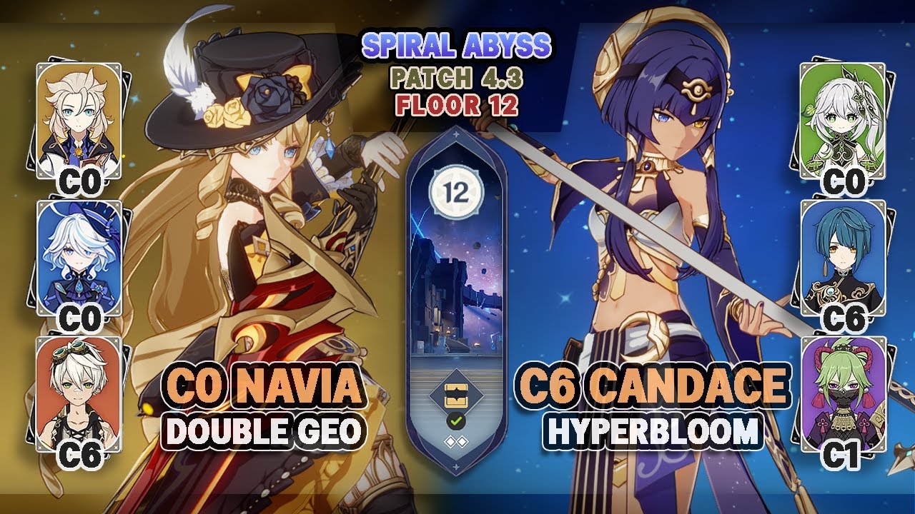C0 Navia Furina Double Geo & C6 Candace Hyperbloom | Spiral Abyss 4.3 Floor 12 - Genshin Impact